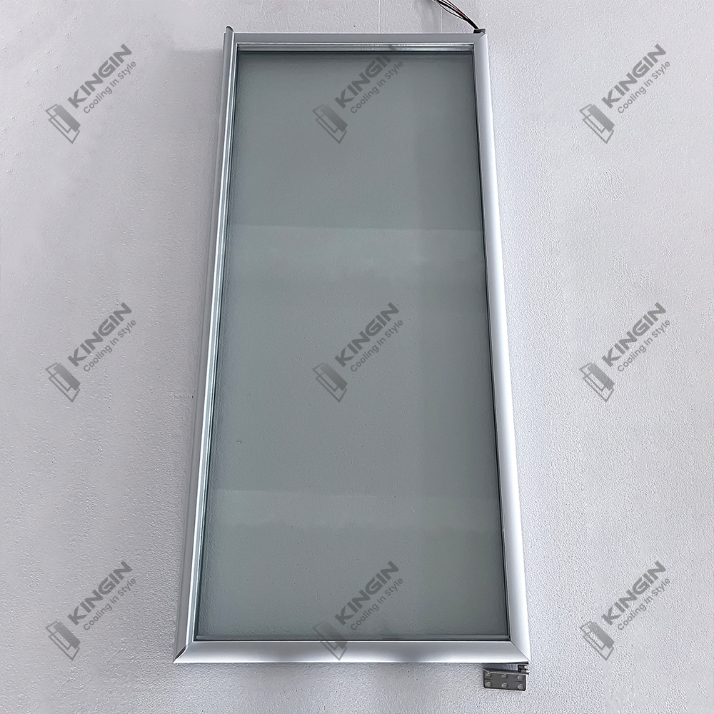 Vertical Full Length Handle Aluminum Frame Freezer Glass Door
